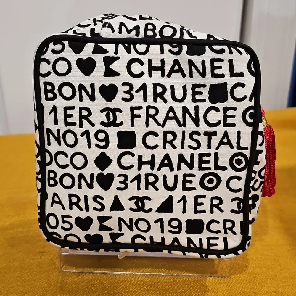 CHANEL COCO CHANEL VINTAGE CANVAS COSMETIC VANITY EUC